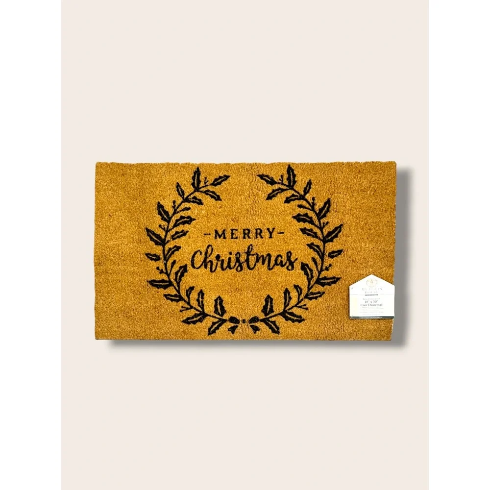 My Texas House Natural/Black Merry Christmas Outdoor Coir Doormat 18x30, 2025